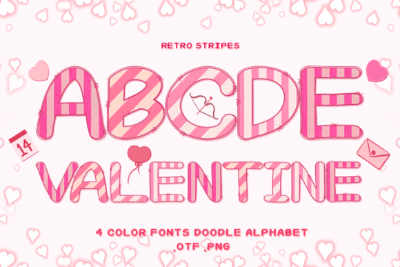 Retro Stripes: A Playful Color Font for Heartfelt Design